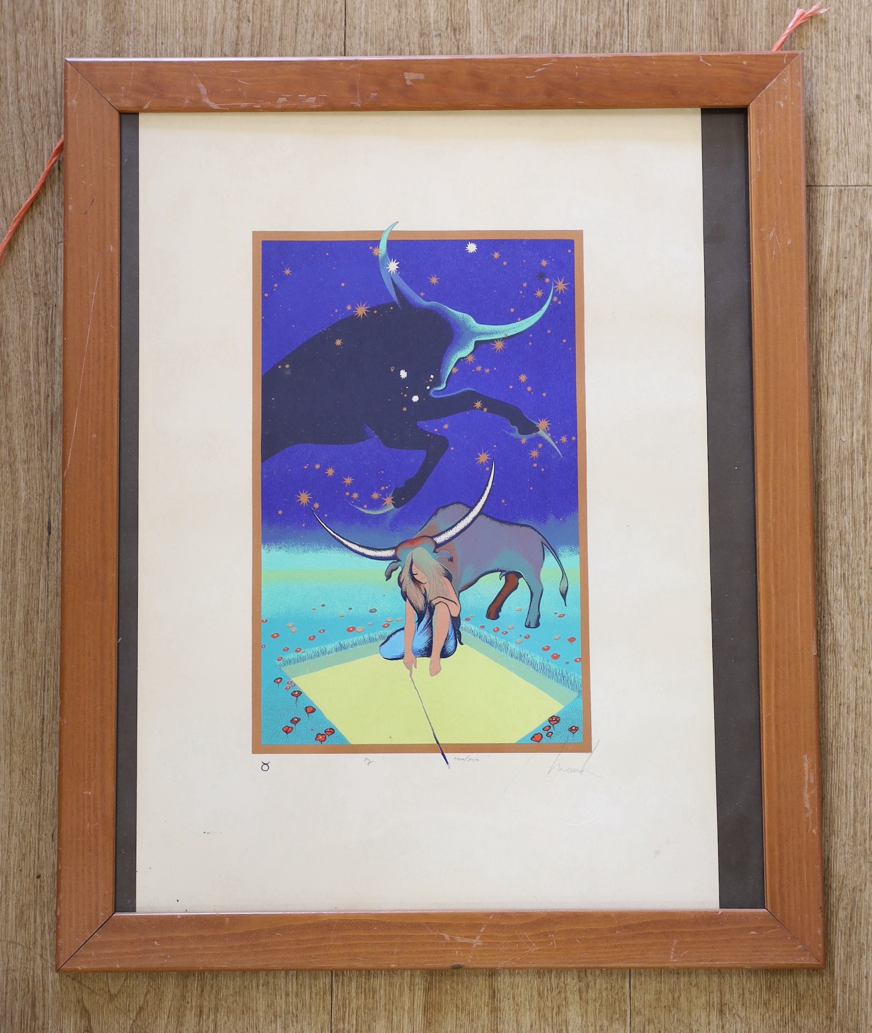 Continental School, limited edition print, 'Taurus', indistinctly signed, 100/250, 49 x 35cm